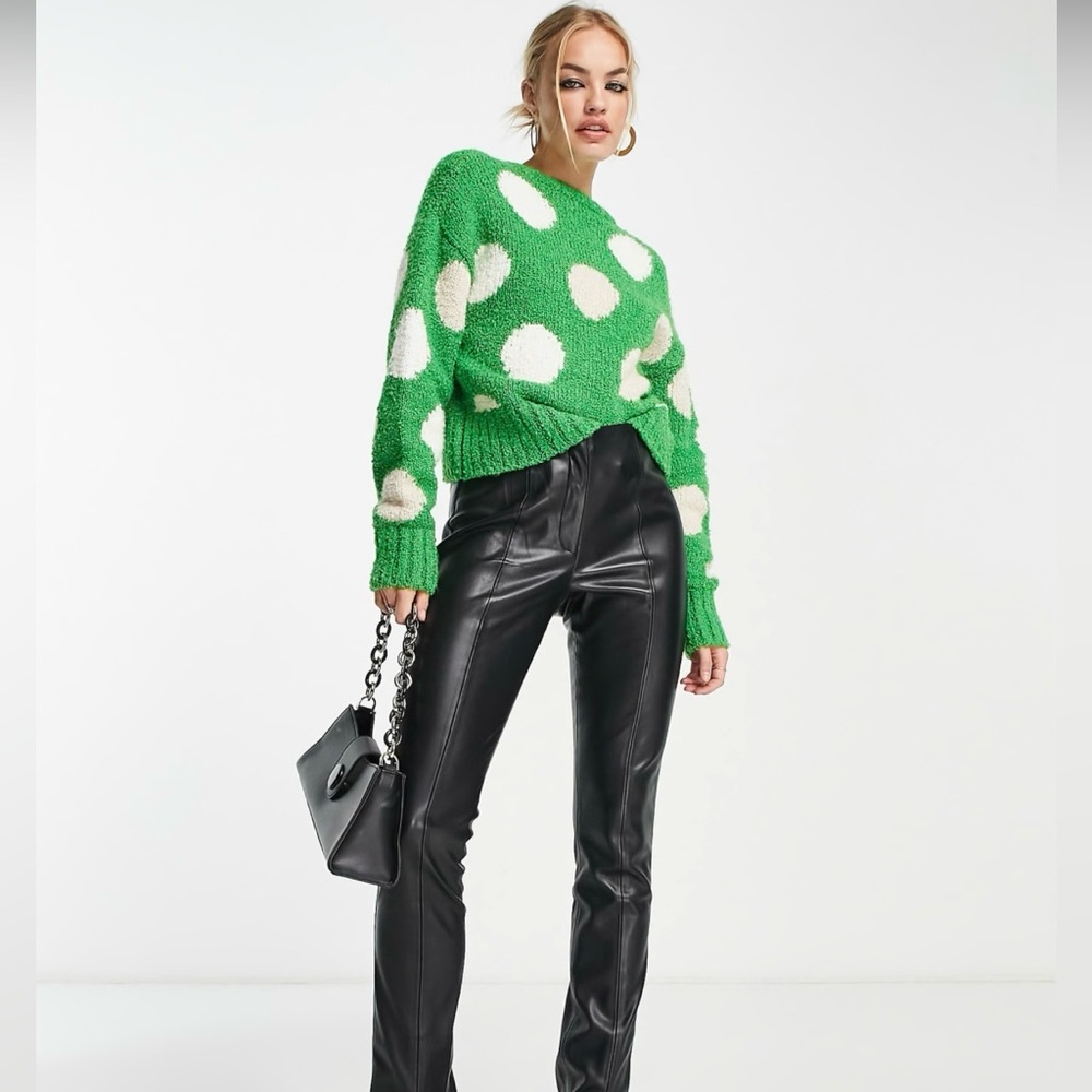 & Other Stories wool mix sweater in green spot print